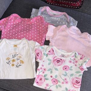 Baby Girl Onesies - Pink, White, Floral